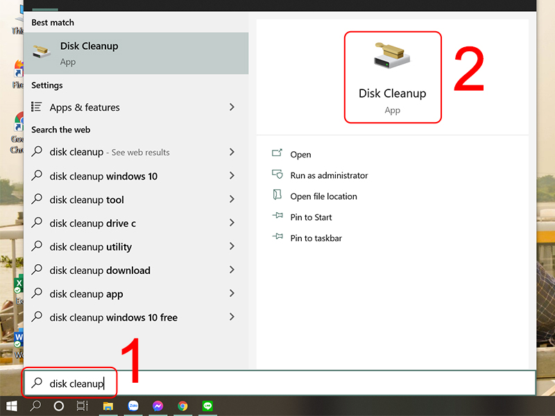 Vào ứng dụng Disk Cleanup